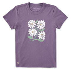 Women's Four Flowers Short Sleeve Crusher Tee