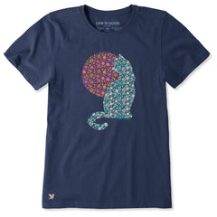Women's Floral Cat Sun Short Sleeve Tee