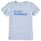 Women's Highly Meditated Text Short Sleeve Crusher Tee