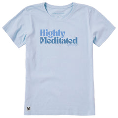 Women's Highly Meditated Text Short Sleeve Crusher Tee
