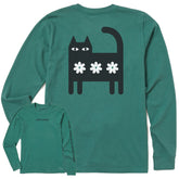 Women's Cat Three Daisies Long Sleeve Crusher Tee