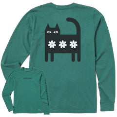 Women's Cat Three Daisies Long Sleeve Crusher Tee