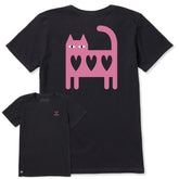 Women's Cat Three Hearts Short Sleeve Crusher Tee