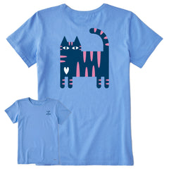 Women's Cat Stripes Short Sleeve Crusher Tee