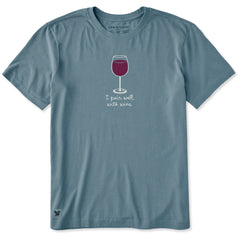 Men's I Pair Well With Wine Short Sleeve Crusher Tee