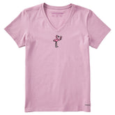 Women's Flamingo Wine Short Sleeve Crusher Vee