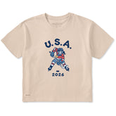 Women's Jackie Hockey Gold 2026 Short Sleeve Crusher Boxy Tee