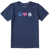 Kids Peace Love Futbol Short Sleeve Crusher Tee