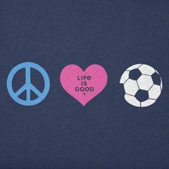 Kids Peace Love Futbol Short Sleeve Crusher Tee