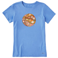 Women's Doodle Floral Basketball Short Sleeve Crusher Tee