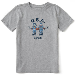 Kids Jake and Jackie Hockey Short Sleeve Crusher Tee