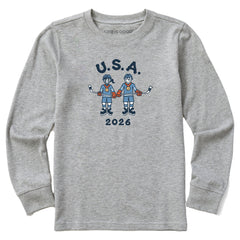 Kids Jake and Jackie Hockey Long Sleeve Crusher Tee