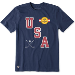 Men's USA Hockey Gold Short Sleeve Crusher Tee