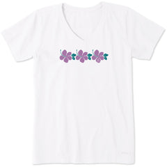 Women's Hibiscus String Short Sleeve Crusher Vee