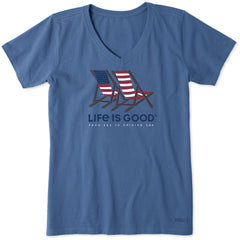 Women's Americana Beach Chairs Short Sleeve Crusher Vee