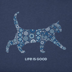 Women's Cat Mosaic Long Sleeve Crusher Vee