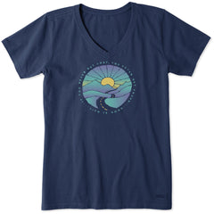Women's Colorful Trippy Trip Short Sleeve Crusher Vee