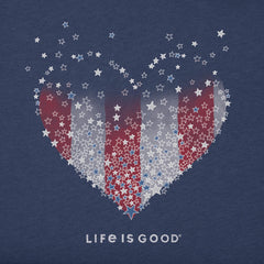 Women's Heart Stars and Stripes Short Sleeve Crusher Vee