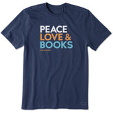 Men's Peace Love Books Short Sleeve Crusher Tee