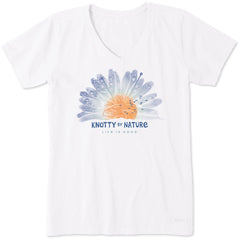 Women's Knotty by Nature Sunset Short Sleeve Crusher Vee