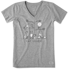 Women's Cat Lover Short Sleeve Crusher Vee