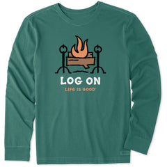 Men's Log On Fireplace Long Sleeve Crusher Tee