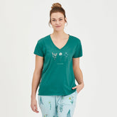 Women's Detailed Wildflowers Snuggle Up Relaxed Sleep Vee