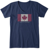Women's Canada Floral Flag Short Sleeve Vee