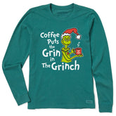Women's Coffee puts Grin in Grinch Long Sleeve Crusher Tee