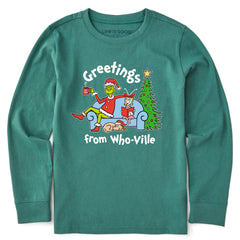 Kids Grinch and Friends Greetings Long Sleeve Crusher Tee