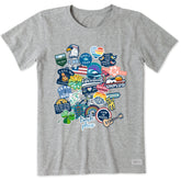 Women's Decal Collage Short Sleeve Crusher Tee