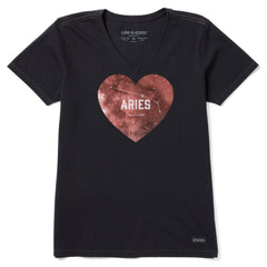Women's Celestial Aries Heart Short Sleeve Crusher Vee