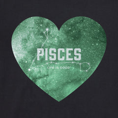Women's Celestial Pisces Heart Short Sleeve Crusher Vee