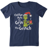 Women's Coffee puts Grin in Grinch Short Sleeve Crusher Tee