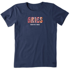 Women's Aries Tie Dye Short Sleeve Crusher Tee