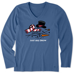 Women's Just Add Snow Snowman Long Sleeve Crusher Vee