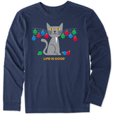 Men's Whisker Ornament Cat Long Sleeve Crusher Tee