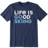Men's Life is Good Go Skiing Short Sleeve Crusher Tee