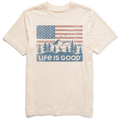 Men's Flag Mountain Scene Short Sleeve Crusher Tee