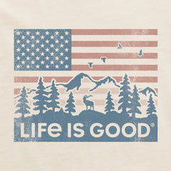 Men's Flag Mountain Scene Short Sleeve Crusher Tee