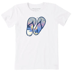Women's Flip Flops Tropical Sunset Short Sleeve Crusher Tee