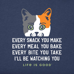 Women's I'll Be Watching You Cat Short Sleeve Crusher Tee