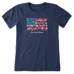 Women's Count your Blossoms USA Flag Short Sleeve Tee