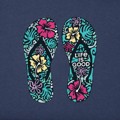 Women's Hibiscus Flip Flops Short Sleeve Vee