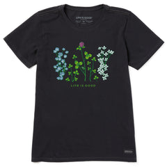 Women's Detailed Clovers and Wildflowers Short Sleeve Tee