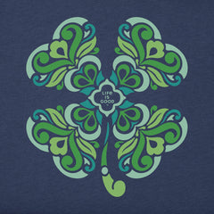 Women's 4 Leaf Clover Swirl Short Sleeve Crusher Vee