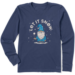 Women's Let It Snow Gnome Long Sleeve Crusher Tee