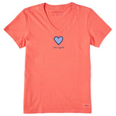Women's Heart Short Sleeve Crusher Vee