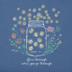 Women's Fireflies Flowers Jar Short Sleeve Tee