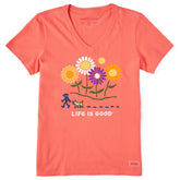 Women's Jackie and Rocket Wildflowers Short Sleeve Crusher Vee